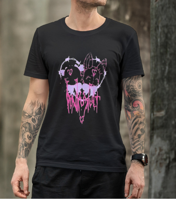Pinku Kult Heart Barbed Wire Bunnies T-Shirt