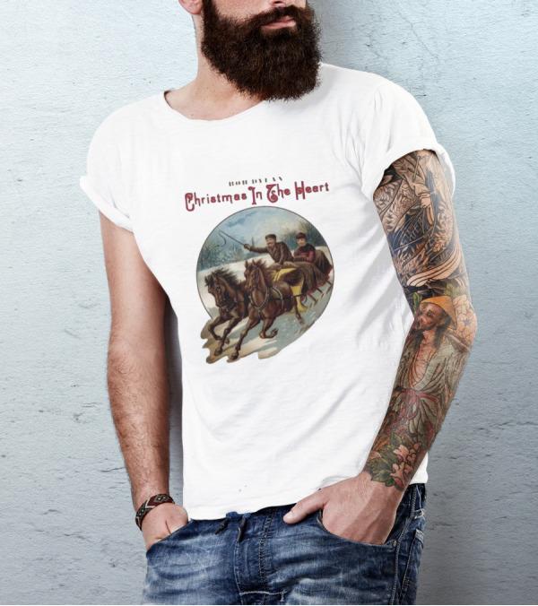 Bob Dylan Christmas In The Heart Vintage Sleigh Ride Scene T-Shirt