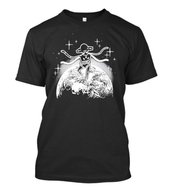 Snacky Boy Deoxys Floating Above Earth With Stars T-Shirt