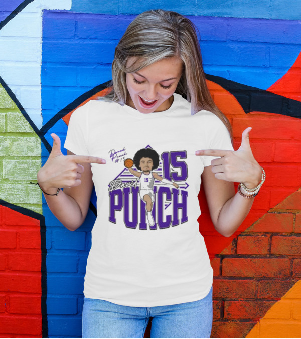 David Punch #15 TCU Basketball Player Caricature T-Shirt