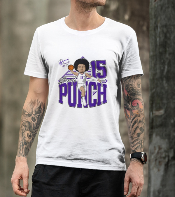 David Punch #15 TCU Basketball Player Caricature T-Shirt