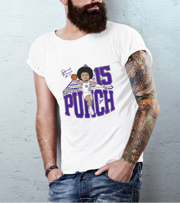 David Punch #15 TCU Basketball Player Caricature T-Shirt