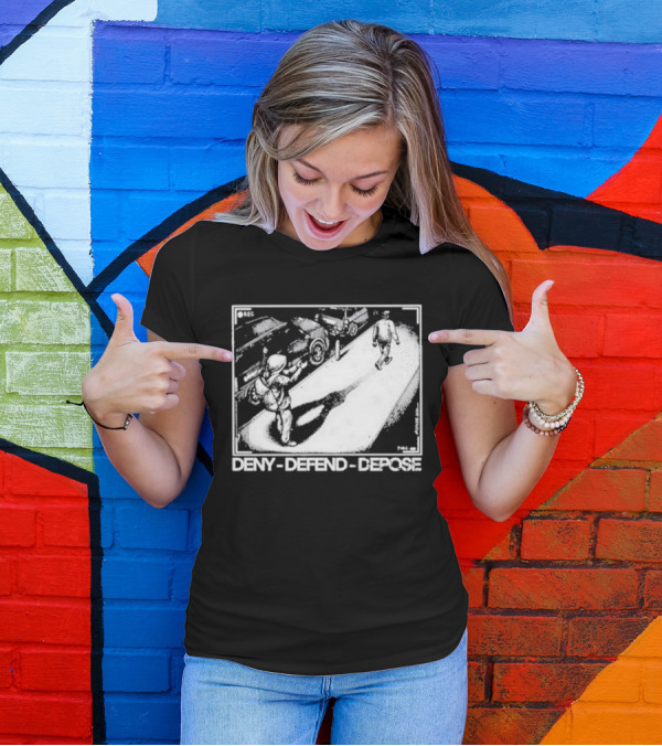 Deny Defend Depose Punk With A Camera Street Confrontation Scene T-Shirt