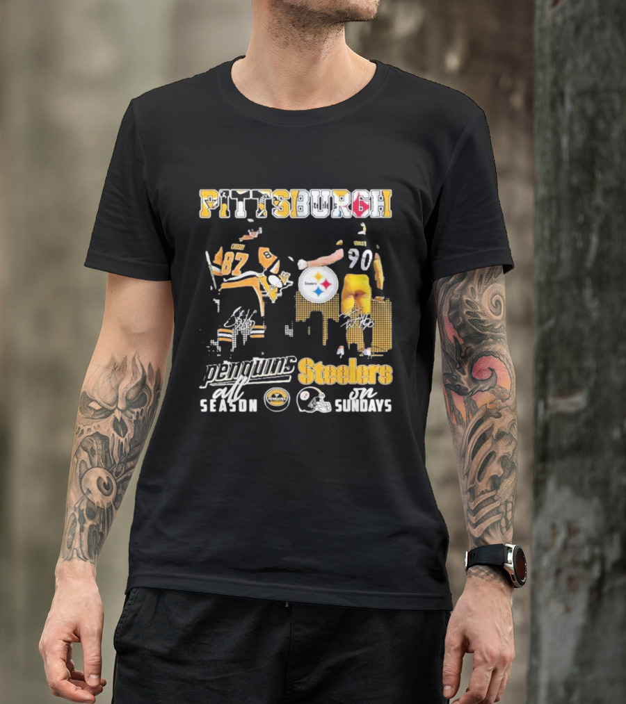 Pittsburgh Penguins All Season Steelers On Sundays Hockey Football Pride T-Shirt