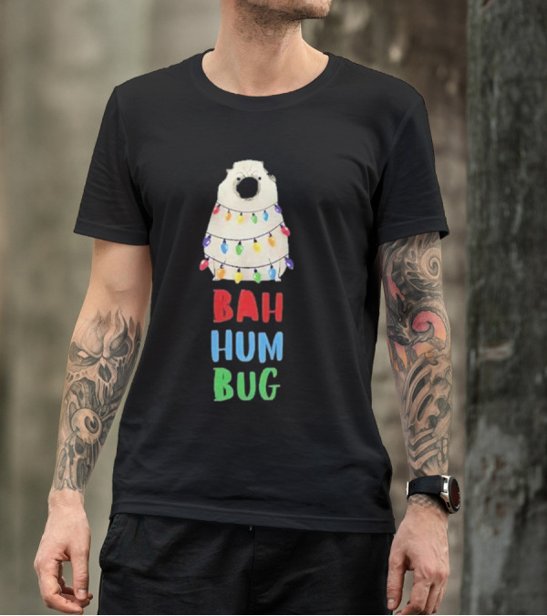 Vito The Pug Bah Hum Bug Christmas Lights Wrapping T-Shirt
