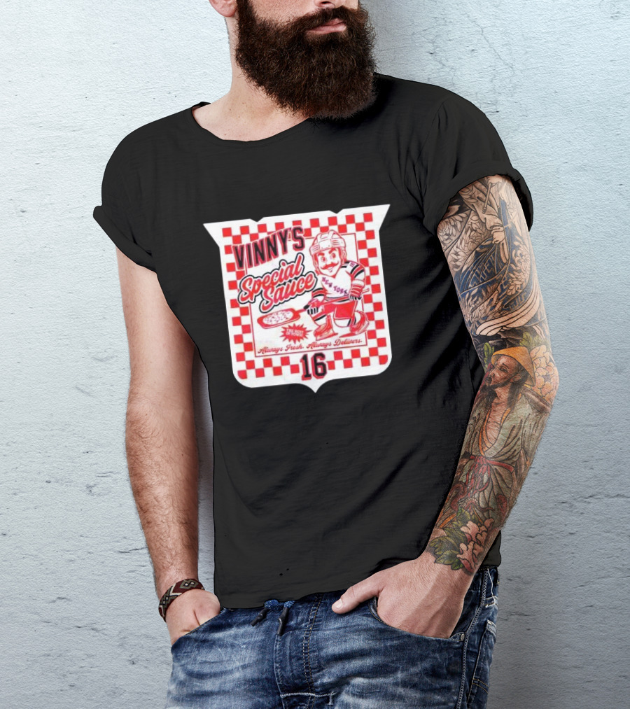 Vinny's Special Sauce Always Fresh Always Delivers New York Hockey 16 T-Shirt