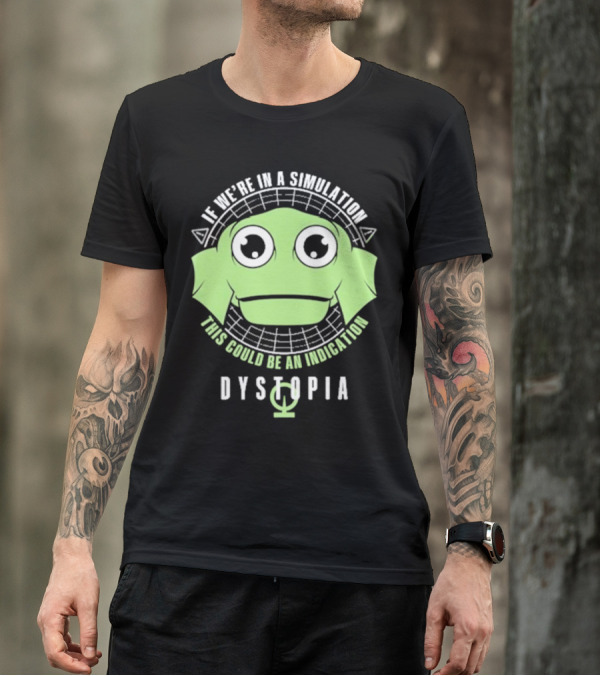Simulation Indication Dystopia Wormstin Green Alien Face T-Shirt