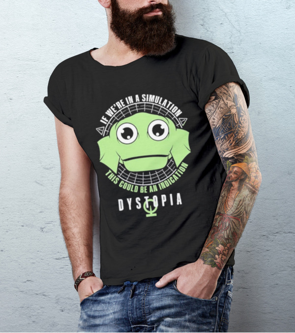 Simulation Indication Dystopia Wormstin Green Alien Face T-Shirt