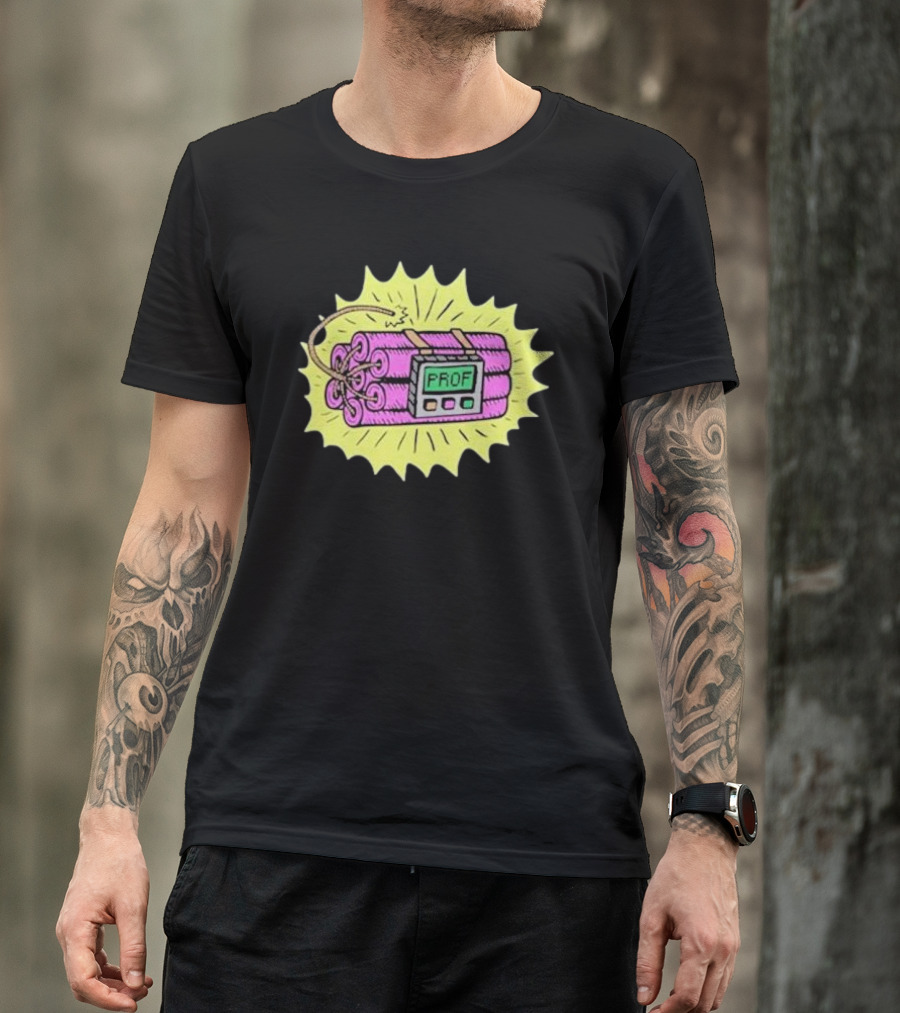 Prof Dynamite Cartoon Bomb Graphic T-Shirt