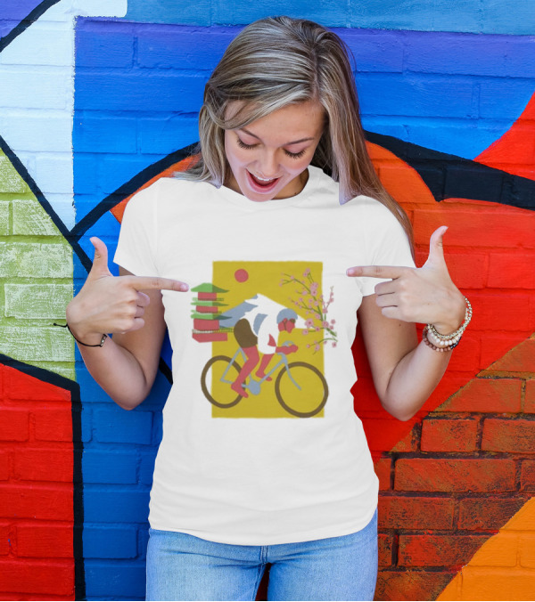 Cdawgva Cycling Pagoda Sakura Japan T-Shirt