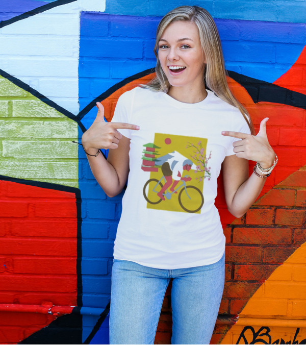 Cdawgva Cycling Pagoda Sakura Japan T-Shirt
