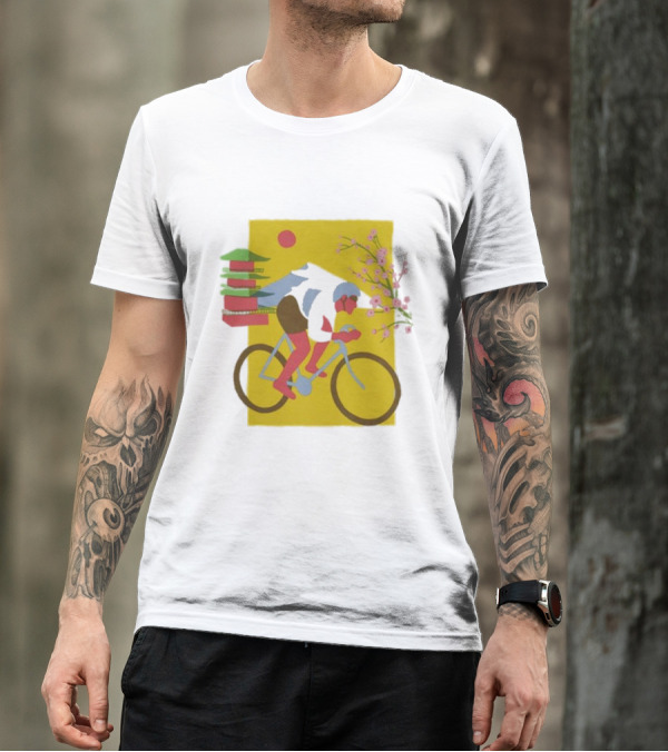 Cdawgva Cycling Pagoda Sakura Japan T-Shirt
