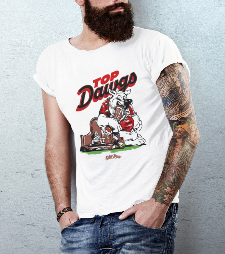 Top Dawgs Old Row Bulldog Eating Trophy Image T-Shirt