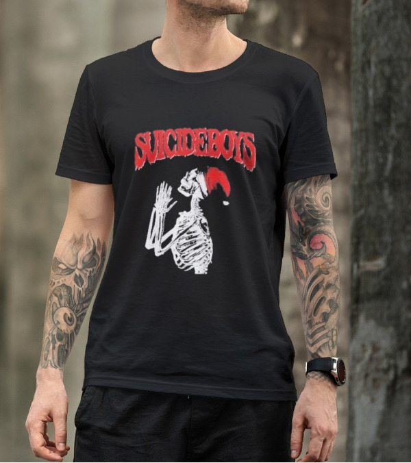 SUICIDEBOYS Skeleton Santa Hat T-Shirt