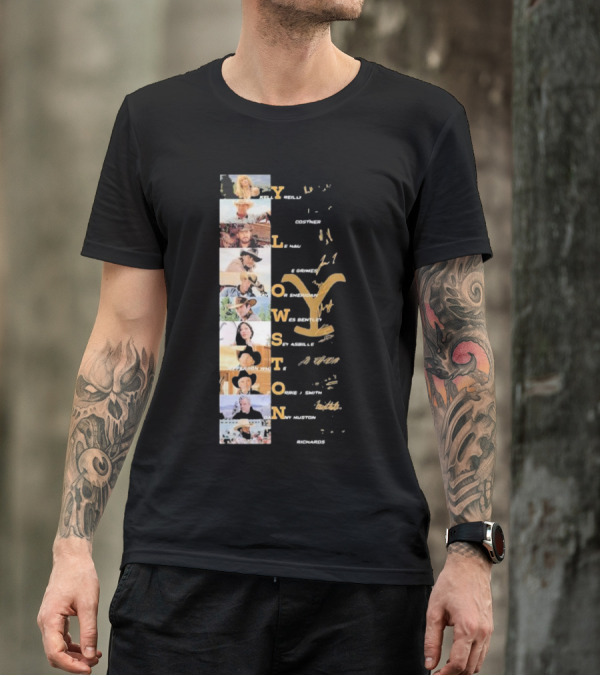 Yellowstone Cast Vertical Collage With Names And Signature Elements T-Shirt