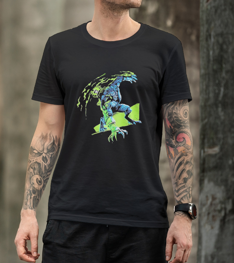 Arcane Warwick Champion Of Legends League Monster Claws And Green Energy Burst T-Shirt
