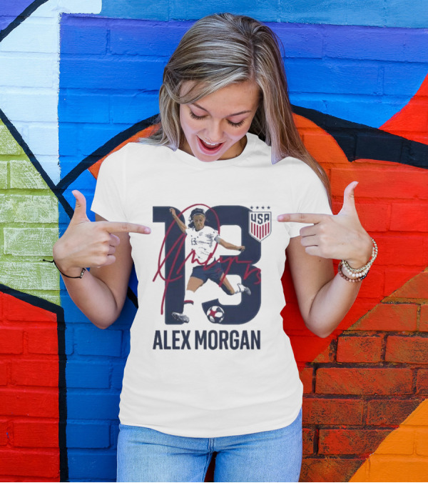 USA Alex Morgan 13 Signature Soccer Player With USA T-Shirt