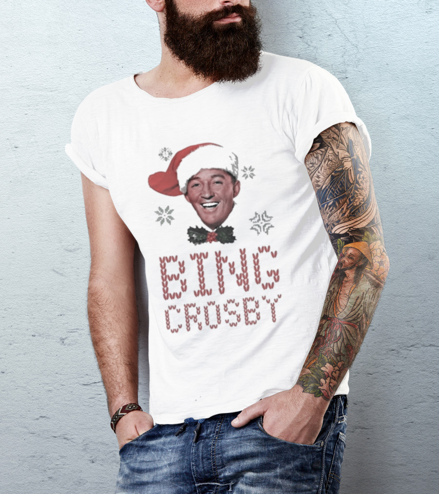 Bing Crosby Jolly Christmas Santa Hat Smiling Face T-Shirt