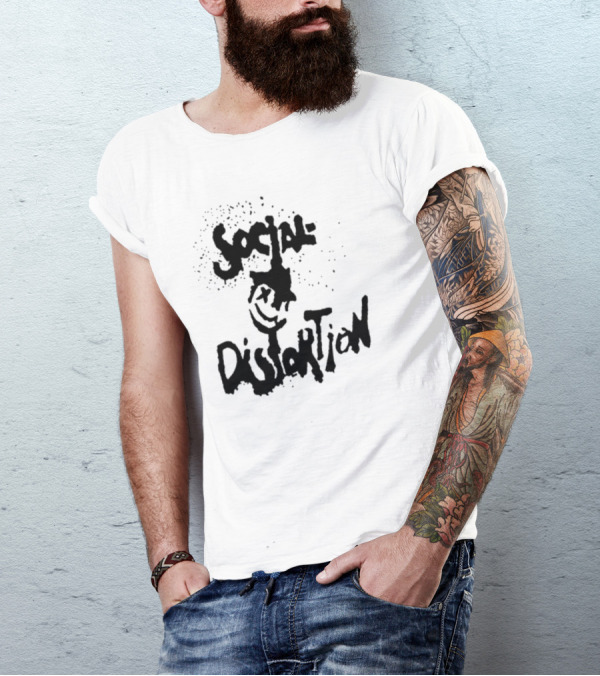 Social Distortion Smiley Logo Black Splatter T-Shirt