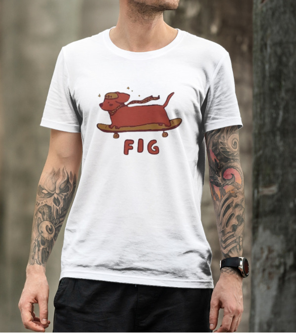 FIG Woof Skateboarding Dog With Hat And Scarf T-Shirt
