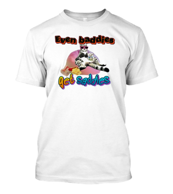 Ryan Primer Even Baddies Get Saddies Cat With Sunglasses And Snacks T-Shirt