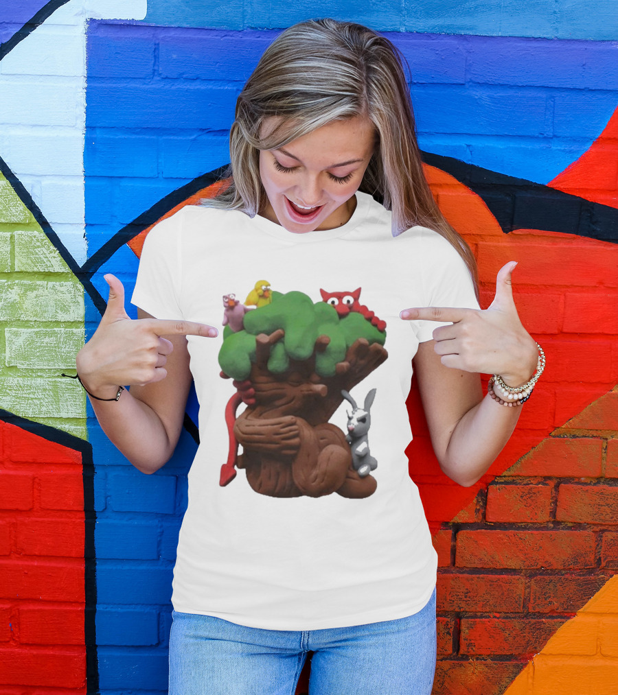 Spookywoods Tree With Animals And Cartoon Creatures T-Shirt