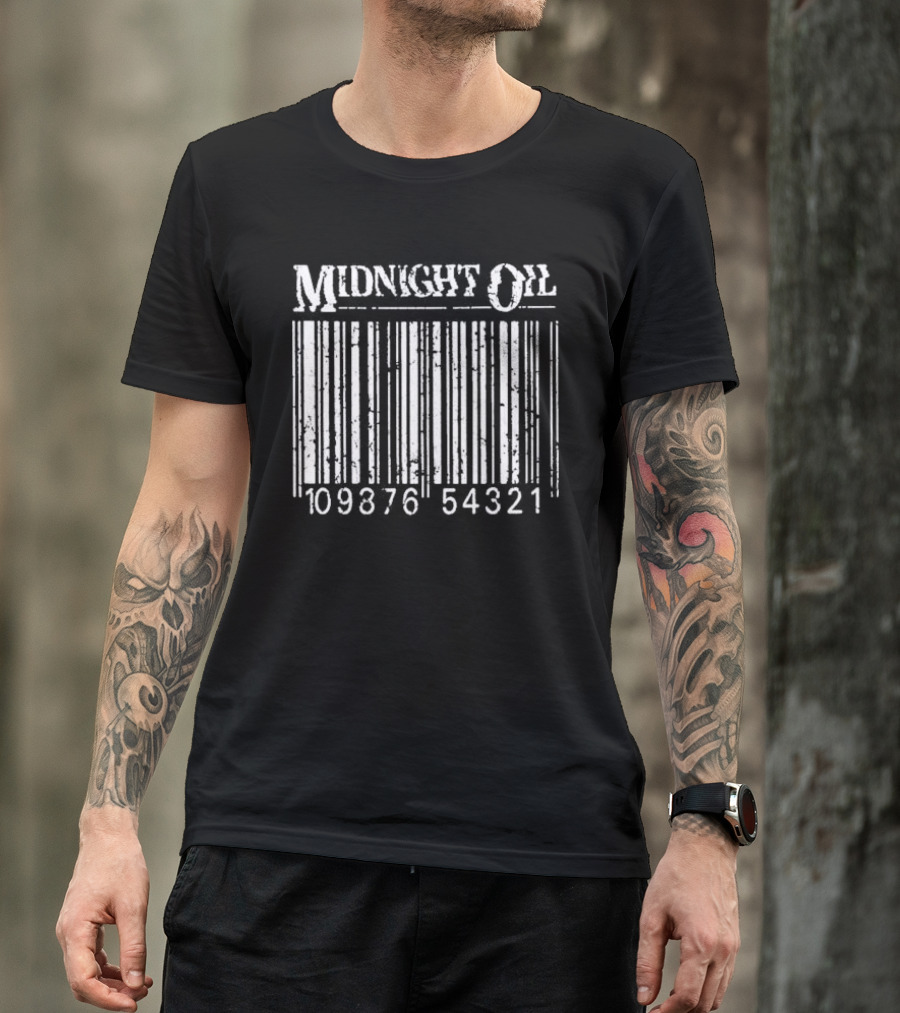 Midnight Oil Barcode 10987654321 Sporty Comfortable T-Shirt