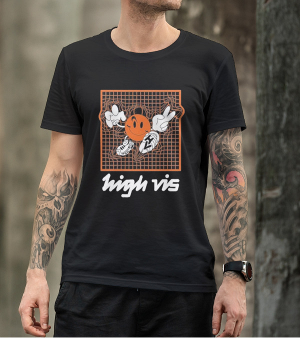 High Vis Retro Grinning Basketball Peace Sneakers T-Shirt