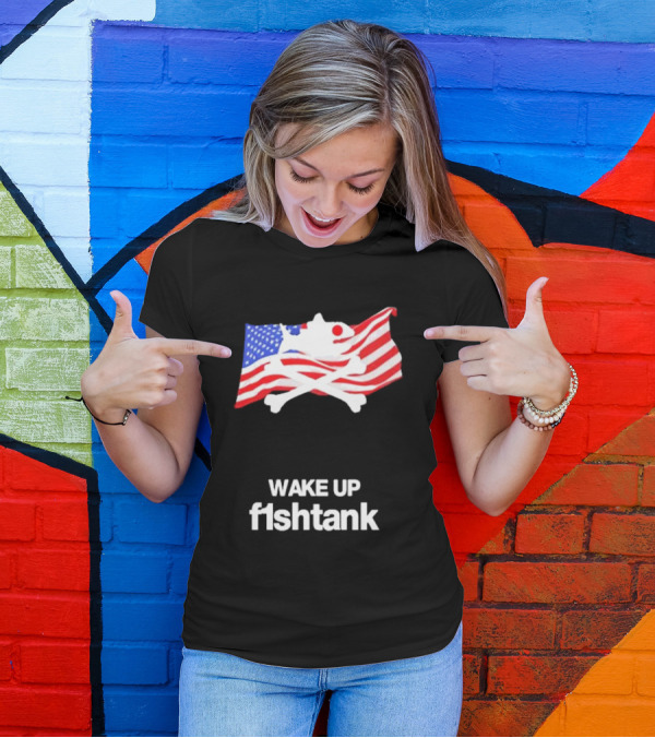 Jet Neptune Wake Up Fishtank American Flag Skull And Crossbones T-Shirt
