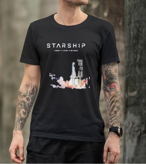 Starship Moon Mars Beyond 2025 Launch Rocket Vision T-Shirt
