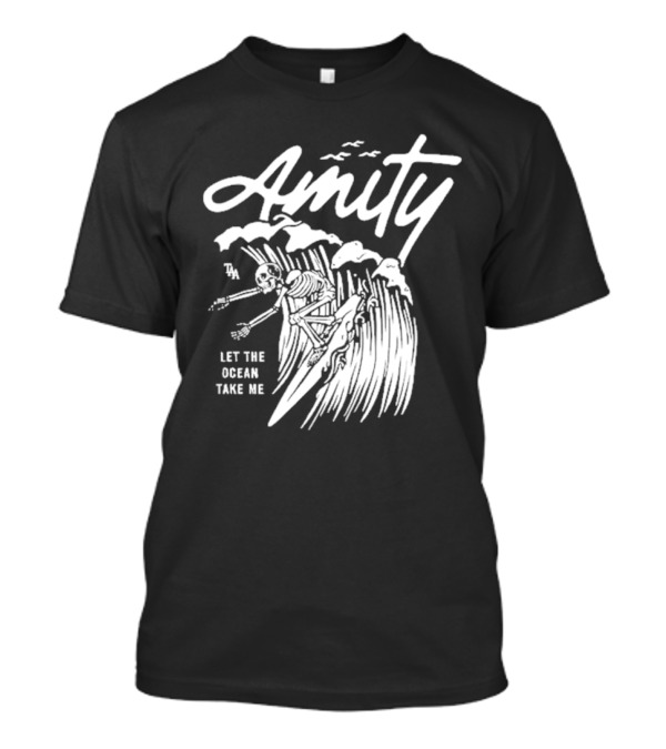 Amity The Ocean Take Me Surfin Skelly Skeleton Wave T-Shirt
