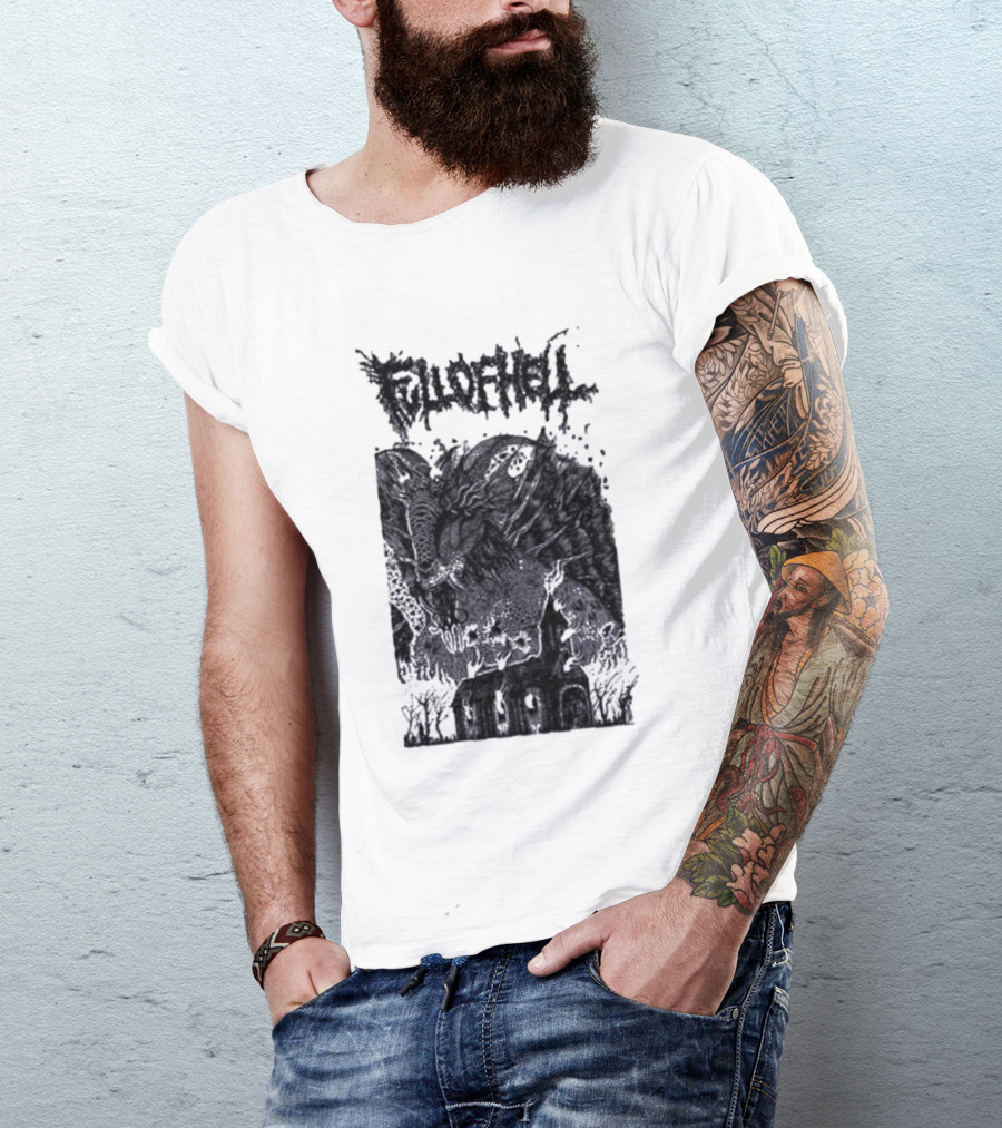 Full Of Hell Demon Goat Over Church Scene T-Shirt