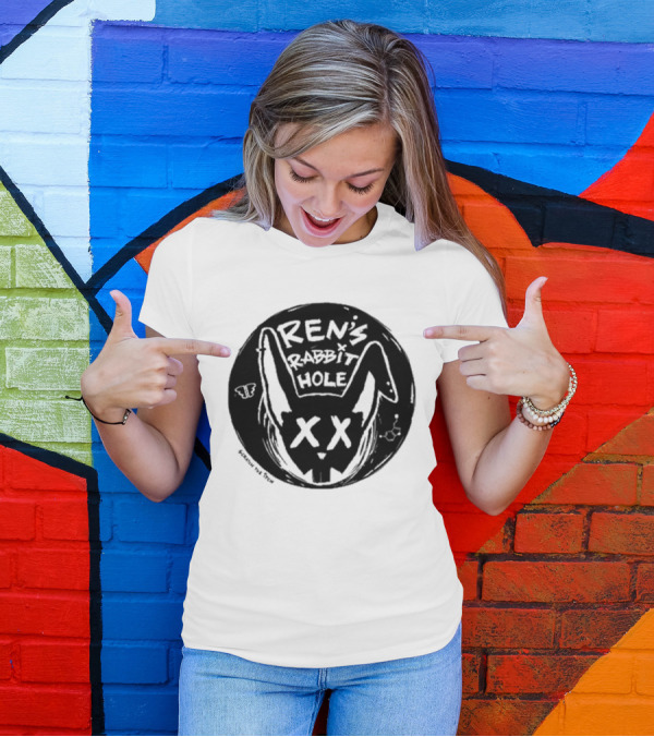 Ren's Rabbit Hole XX Black And White Butterfly Sketch T-Shirt