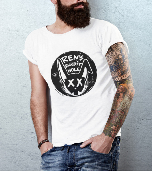 Ren's Rabbit Hole XX Black And White Butterfly Sketch T-Shirt