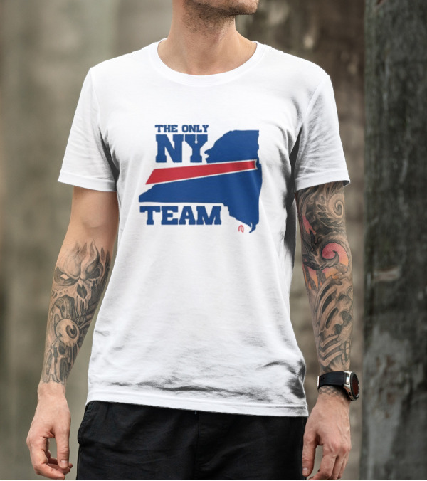 The Only NY Team New York State Silhouette Red Stripe T-Shirt