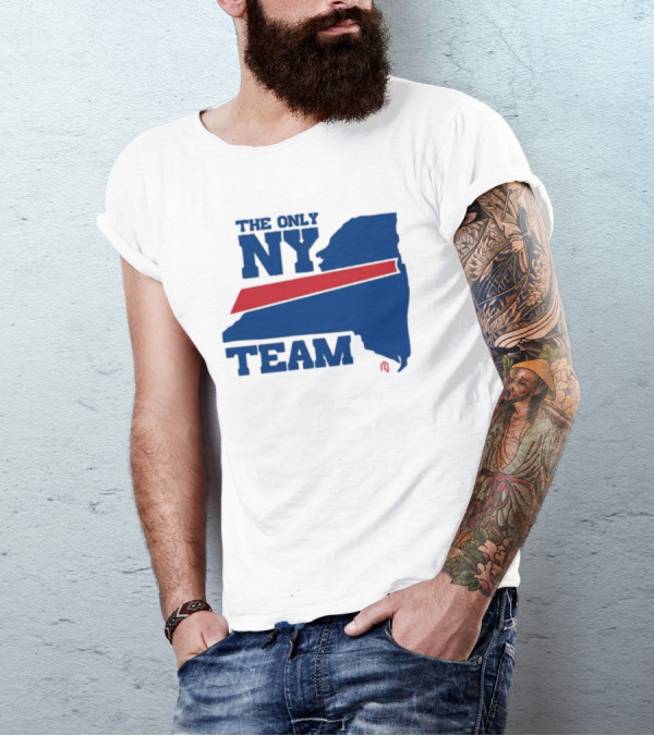 The Only NY Team New York State Silhouette Red Stripe T-Shirt