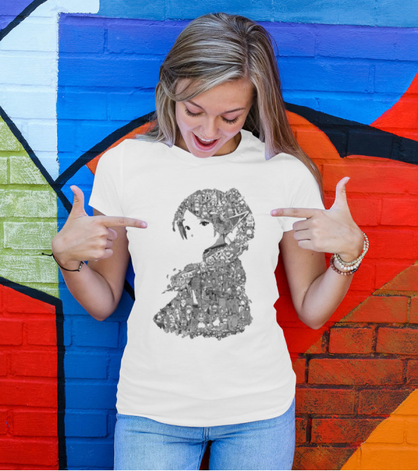Turned Ninja Frieren Manga Collage Character T-Shirt