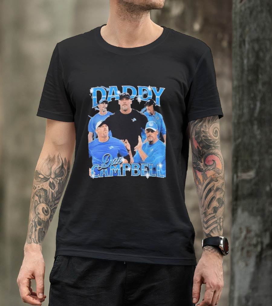 Daddy Dan Campbell Detroit Lions Football Coach Collage T-Shirt