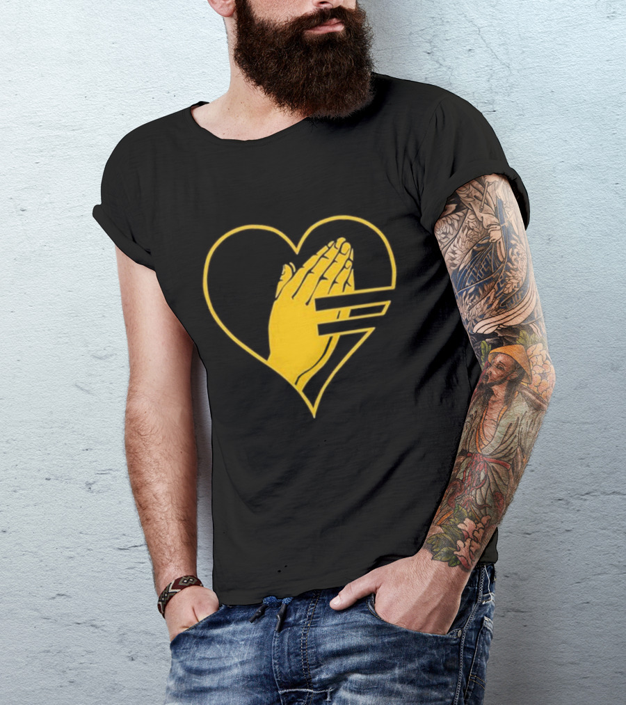 God Is Love Heart Praying Hands Yellow Equality T-Shirt