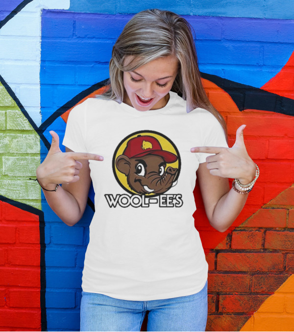 Wooli Wool-Ee’s Cartoon Character In Red Hat With Yellow Mammoth T-Shirt