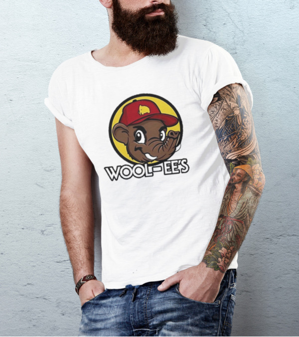 Wooli Wool-Ee’s Cartoon Character In Red Hat With Yellow Mammoth T-Shirt