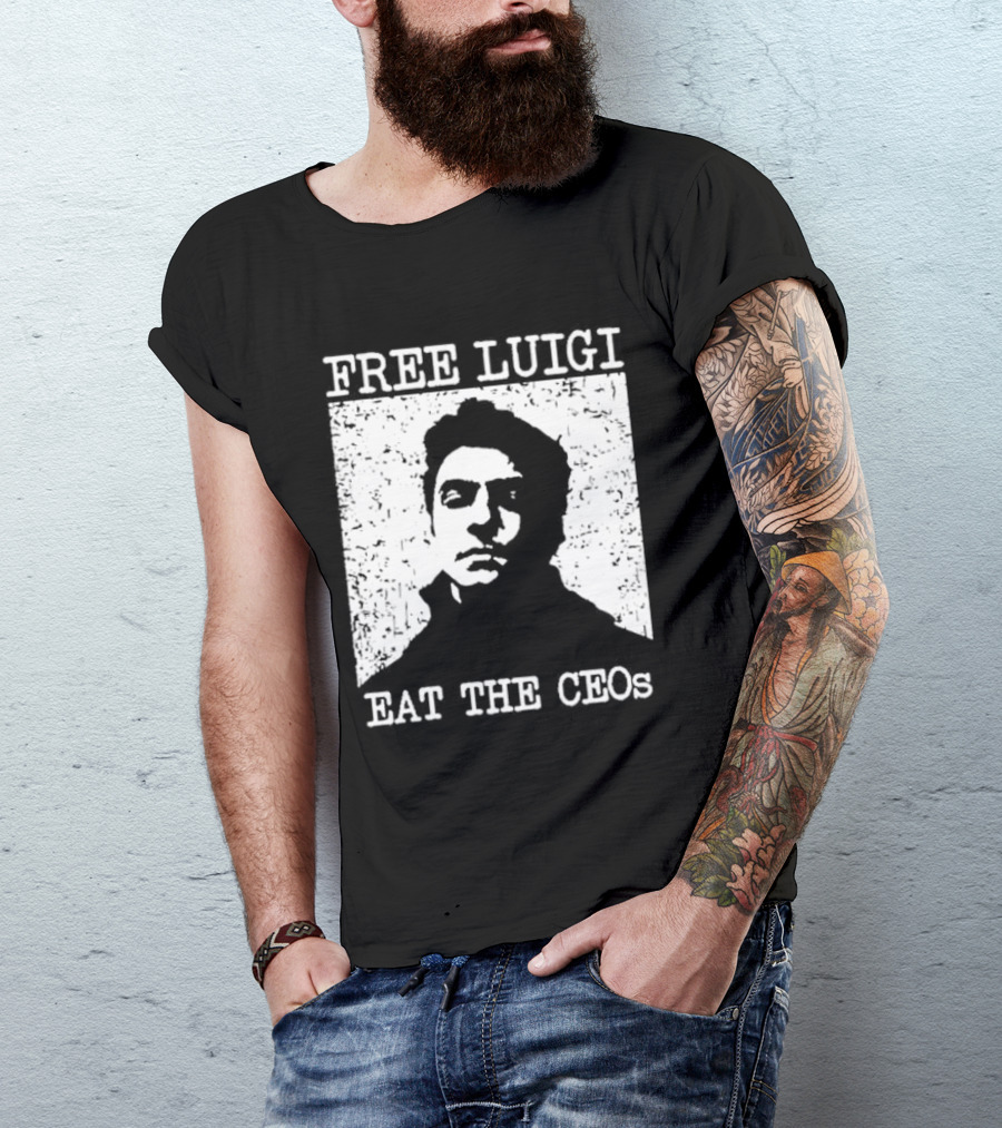 Free Luigi Eat The CEOs Stencil T-Shirt