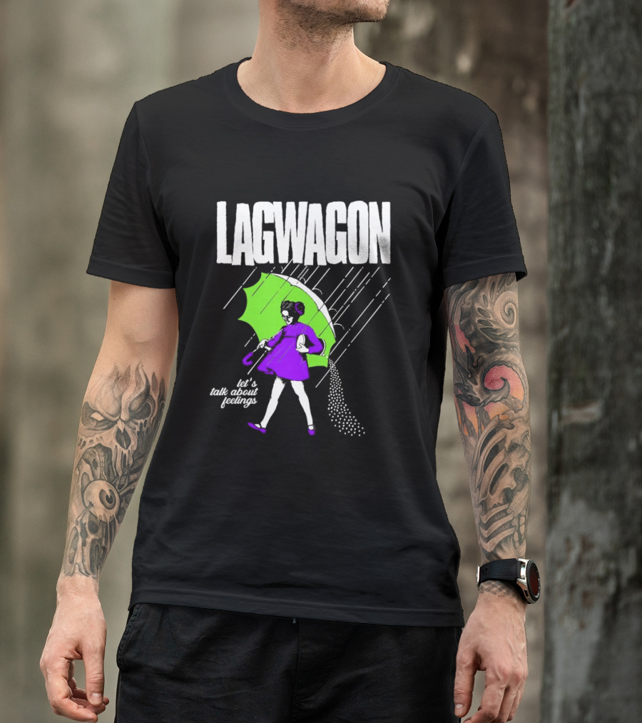 Lagwagon Let’s Talk About Feelings Green Umbrella Rain Girl Salty T-Shirt