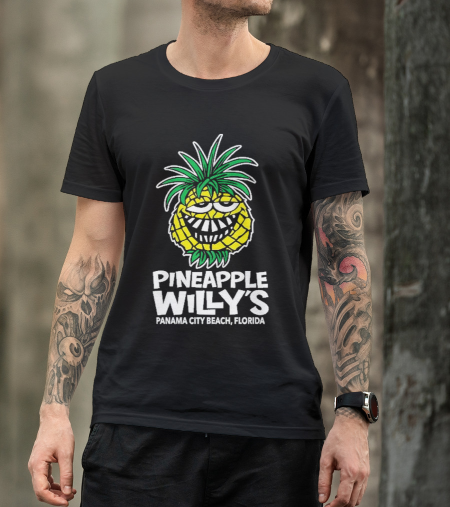 Pineapple Willy's Panama City Beach Florida Smiling Pineapple Face T-Shirt