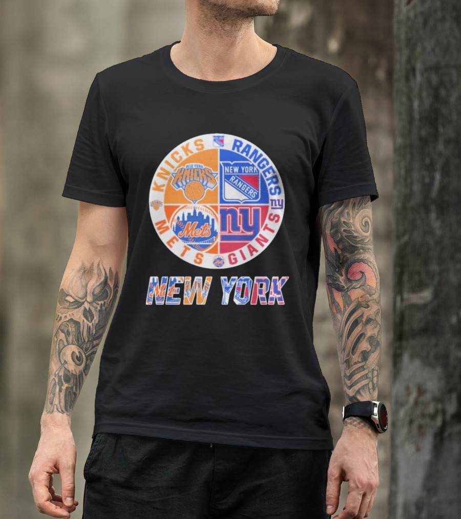 New York Knicks Rangers Mets Giants Mashup T-Shirt