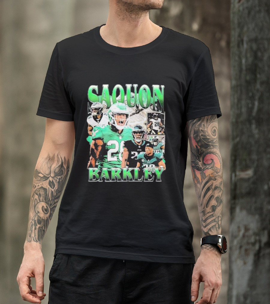 SAQUON BARKLEY Vintage Inspired Dynamic Green Football T-Shirt