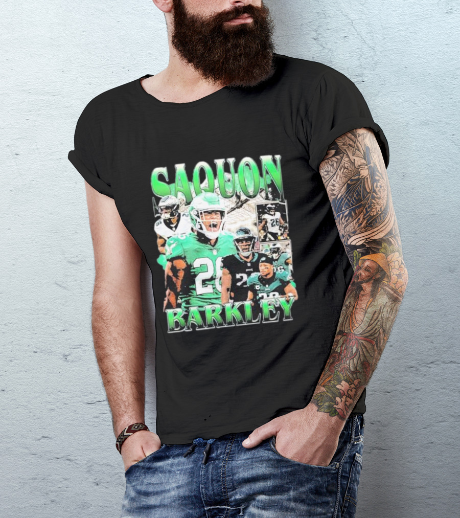 SAQUON BARKLEY Vintage Inspired Dynamic Green Football T-Shirt