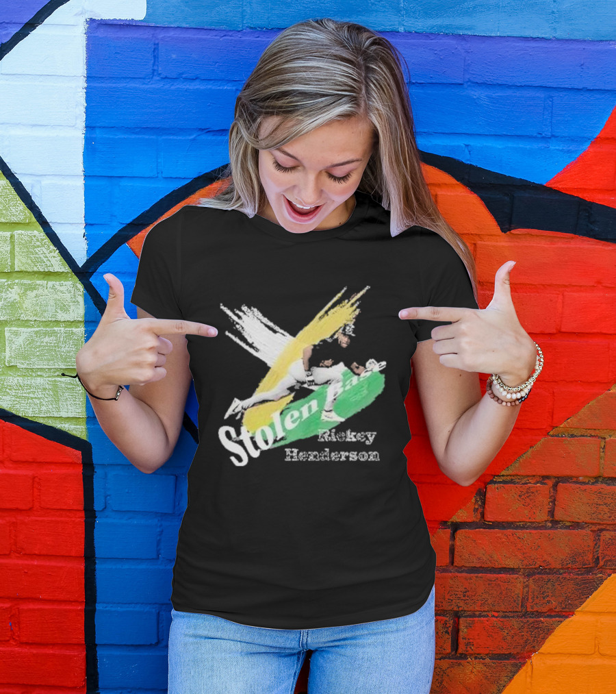 Rickey Henderson Stolen Base Dynamic Action T-Shirt