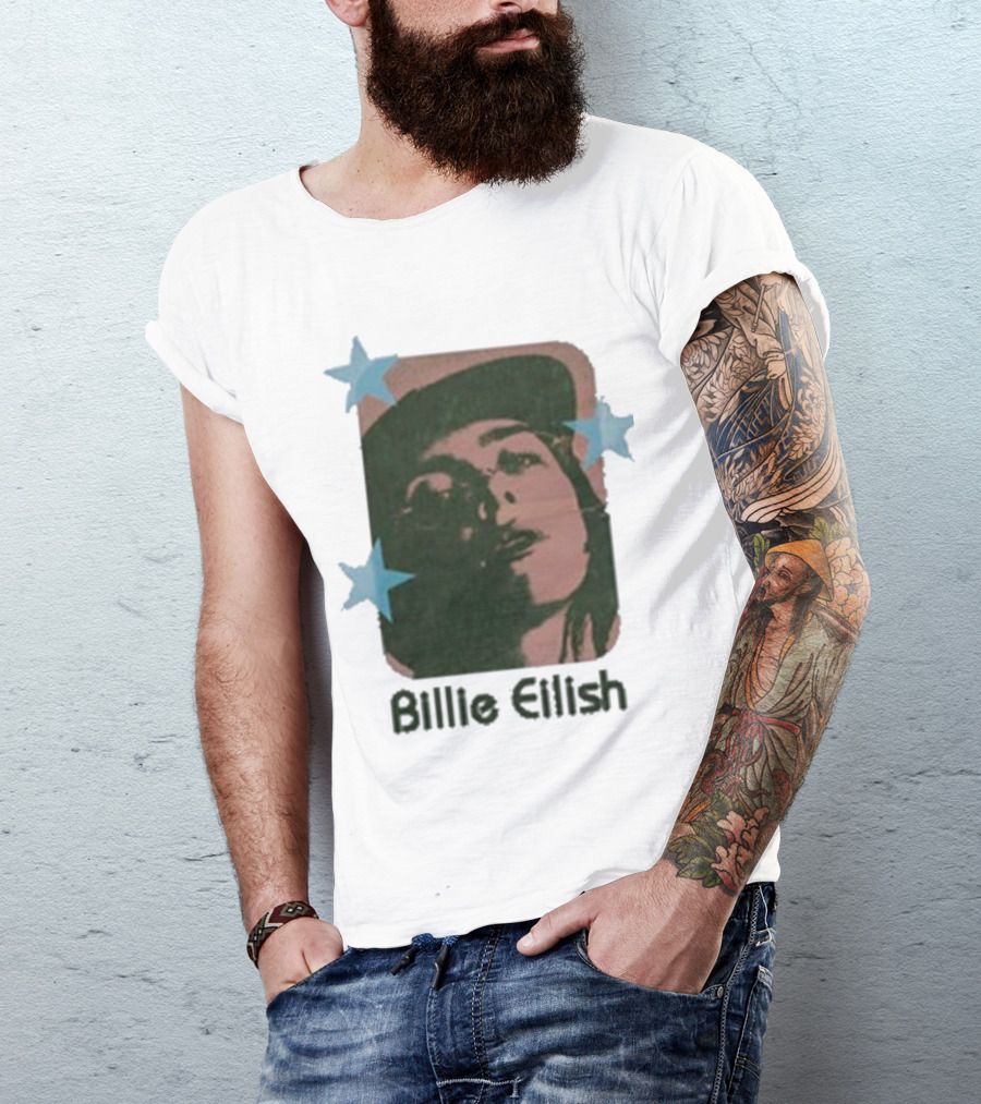 Billie Eilish Vintage Portrait With Stars T-Shirt