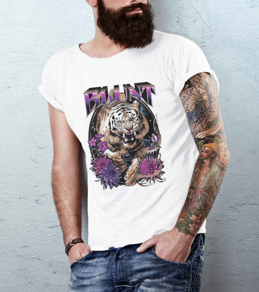 BLunt Fierce Tiger With Flowers T-Shirt